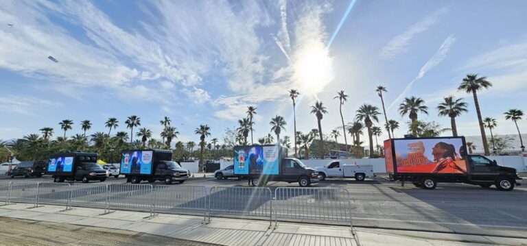 Four Mobile LED Billboard for concert advertisement by Heineken with beverage ads saying "All the dance moves. None of the Judgement" for the Coachella.